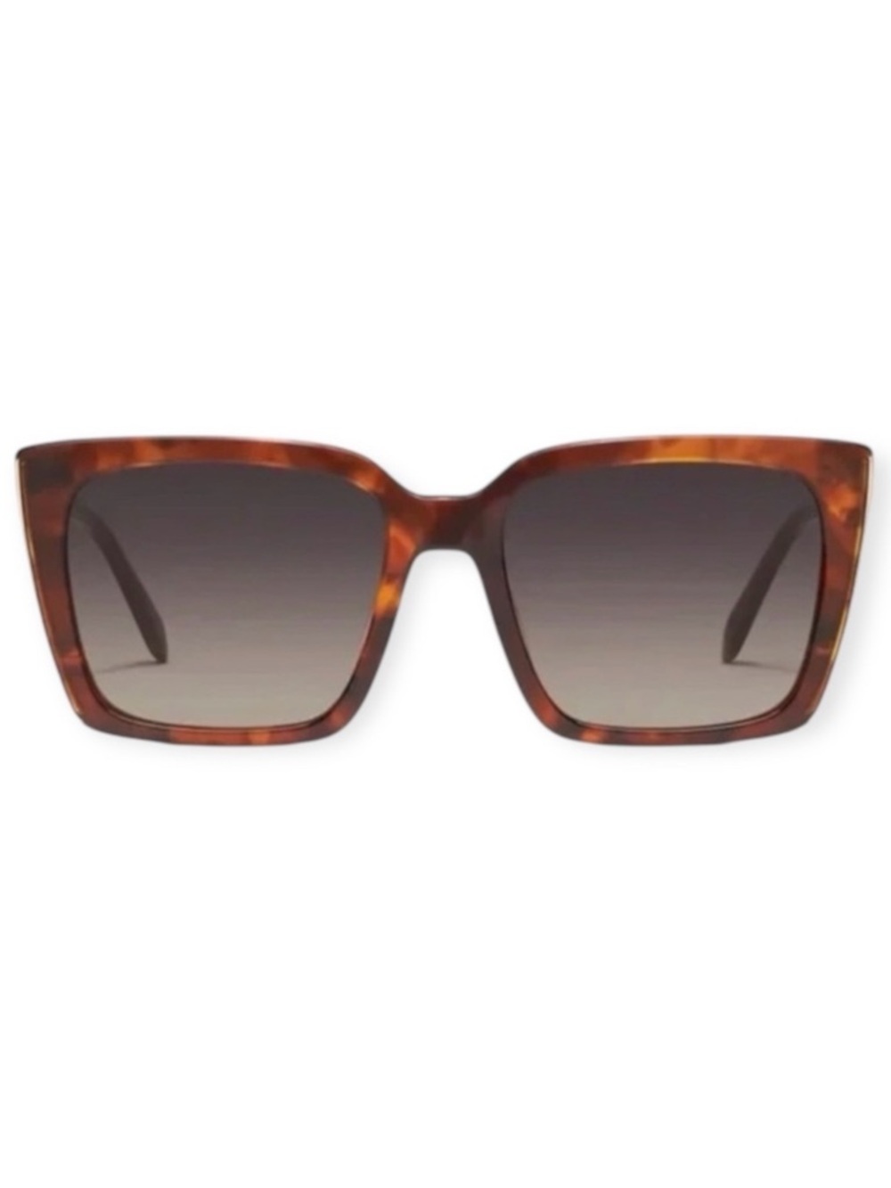 QUAY Front Cover Brown Tortoise Frame Smoke Taupe Gradient Lens Square NWT